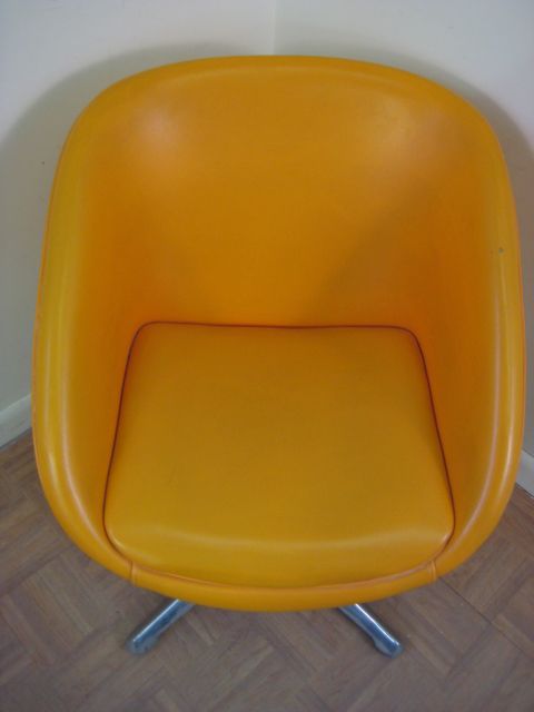 Orange Modern chrome craft pod Vinyl Arm Chair  