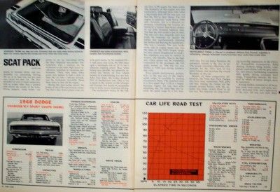   PACK ROAD TEST 67 69 DART GTS CORONET R/T CHARGER R/T HEMI 340  