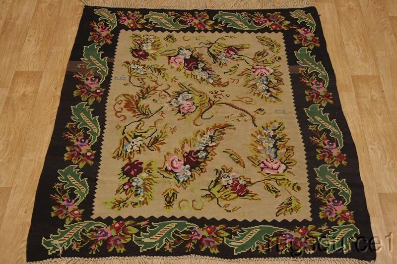 HAND WOVEN FLORAL 5X7 KELIM KILIM PERSIAN ORIENTAL AREA RUG WOOL 