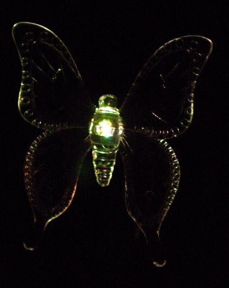 SOLAR Powered BUTTERFLY Yard OR Desk CHANGING GLOW*  