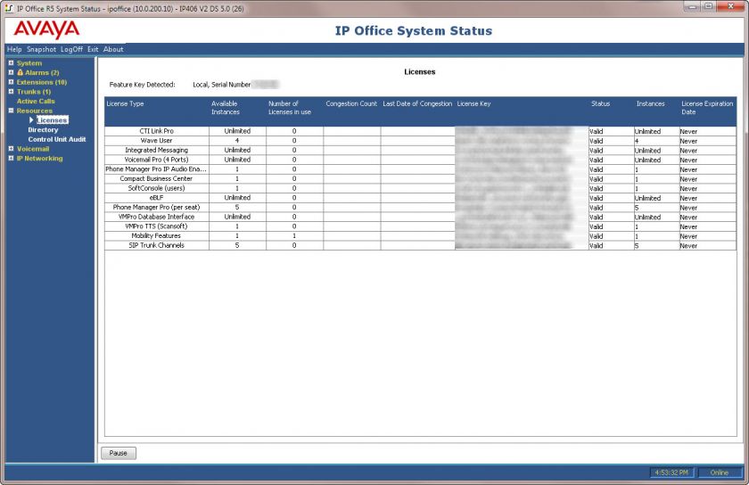 Avaya IP Office 406V2 PRI & VCM Module   License Loaded  