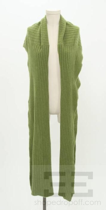 Seletti Green Cashmere Ribbed Shawl  