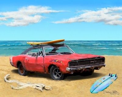 dodge charger bathes in the bright hawaiian sun this vibrant laser art 