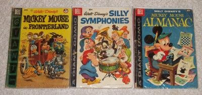 Disney Dell Giant lot 3 issues; Frontierland, Almanac +  