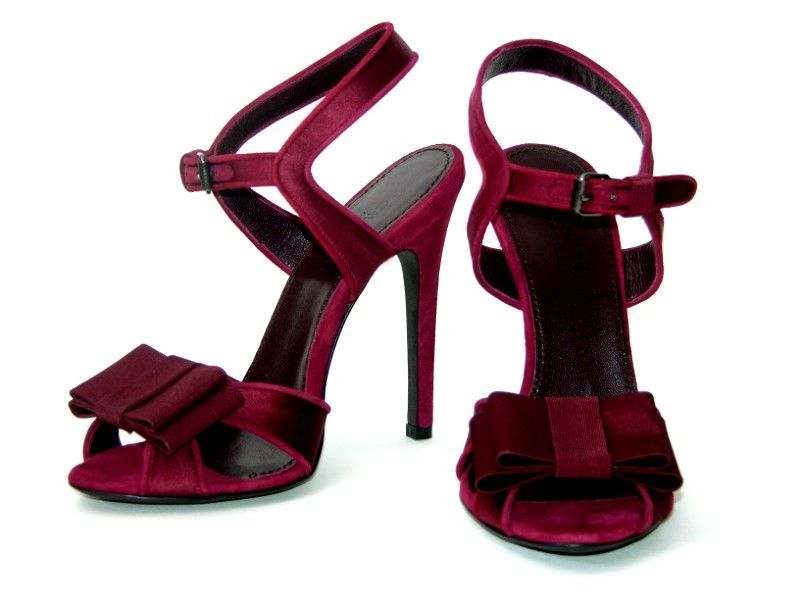 NEW GIAMBATTISTA VALLI ANKLE BELT CLASSY MAROON BOW SANDALS 36  