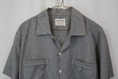 Vintage Vtg 1950s Puritan Atomic Checkered Mens Short Sleeved Button 