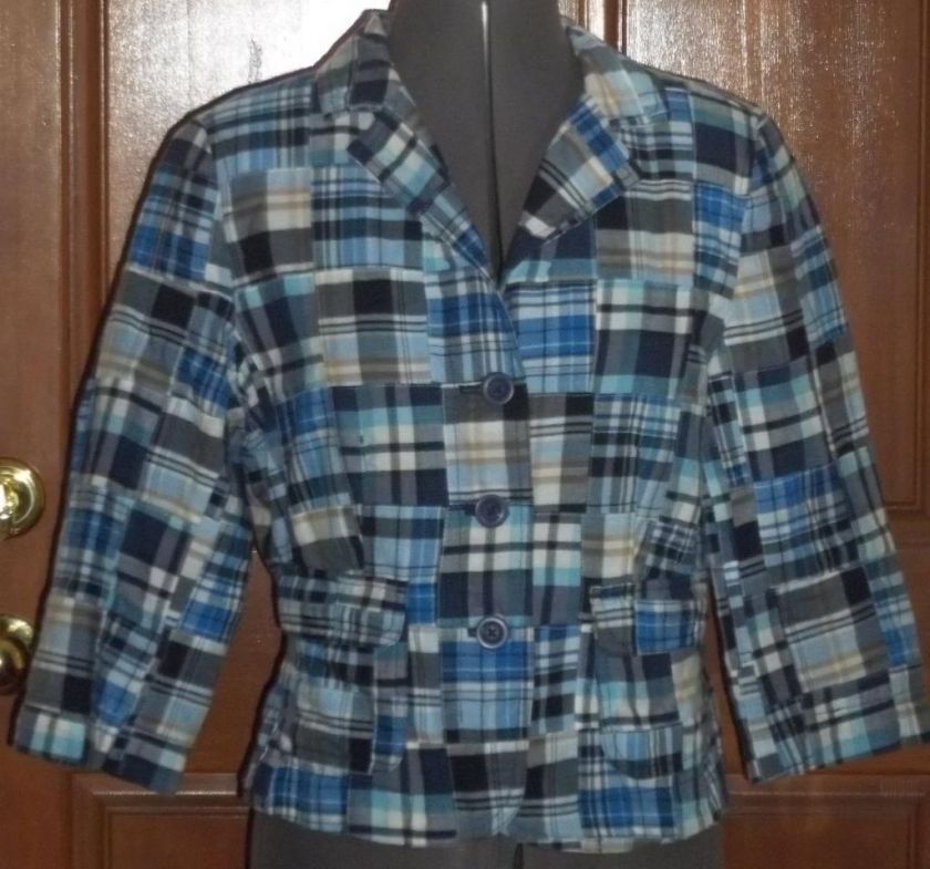 ANN TAYLOR LOFT plaid 3/4 sleeve jacket  