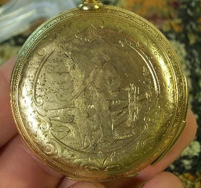 RARE Antique 32 Jewel 18K Gold hunting cased Ligne & Droit Repeater 