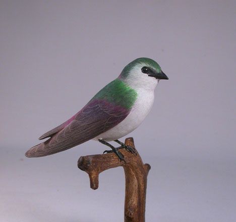 Violet green Swallow Orig Backyard Bird Carving/Birdhug  