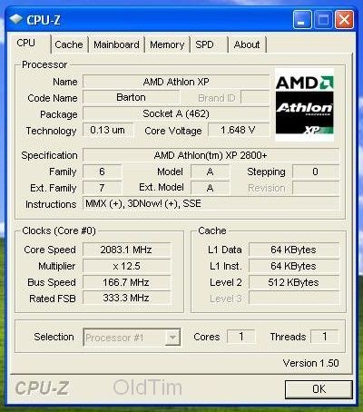 AMD ATHLON XP 2800+ SOCKET 462 CPU AXDA2800DKV4D BARTON CORE 333 MHz 