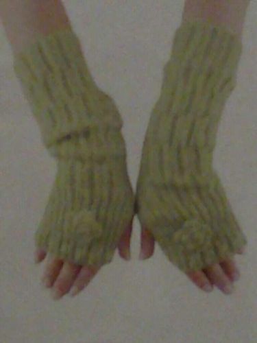   FINGERLESS GLOVE ARM HAND WARMER WITH FLOWER APPLIQUE TEXTING  