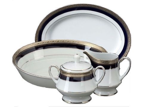 Noritake Crestwood Cobalt Platinum 5 Piece Completer Se  