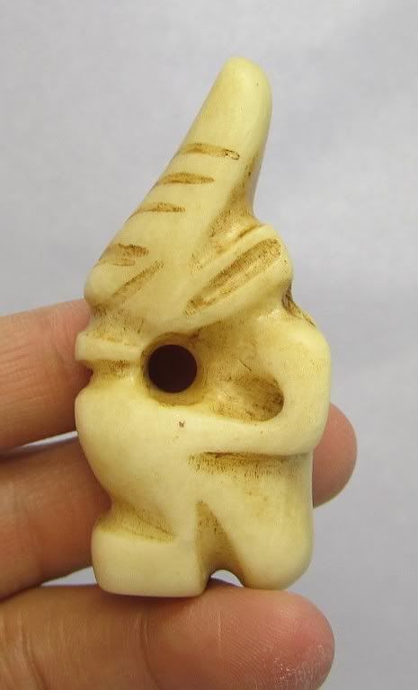 Antique Carved Chicken Bone Jade Pendant, 1900s, Beast  