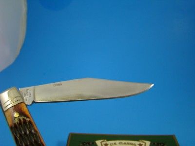 SS US Classic 1 Blade Brown Bone Trapper Pocket Knife 12BRJIG MJB 