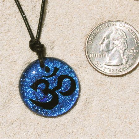 Dichroic Glass pendant OM Aum Yoga Reiki pendant Ohm  