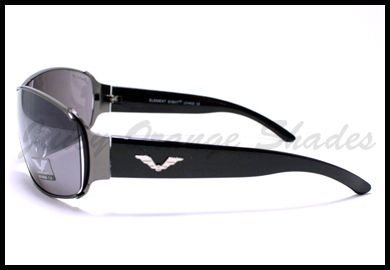 Mens SHIELD Style Designer Sunglasses GUN METAL/BLACK w/ BLACK LENS