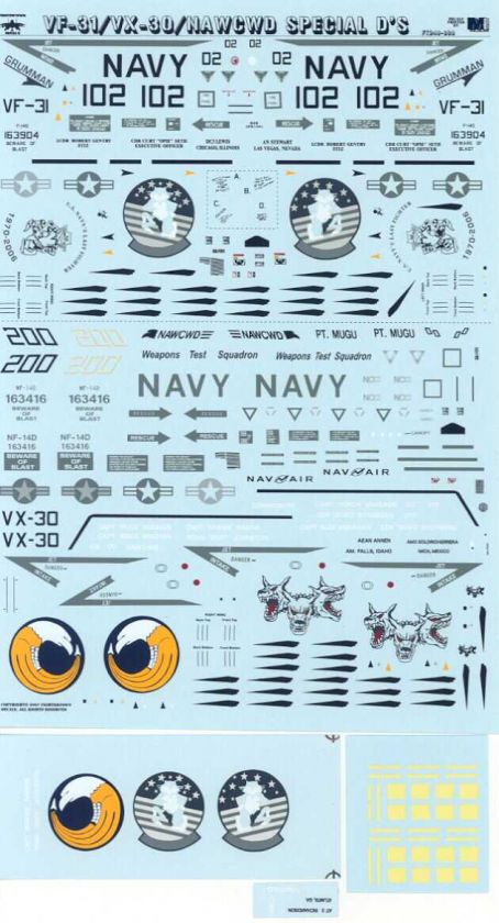   Decals 1/48 GRUMMAN F 14D TOMCAT SPECIAL Ds VX 30 & VF 31  