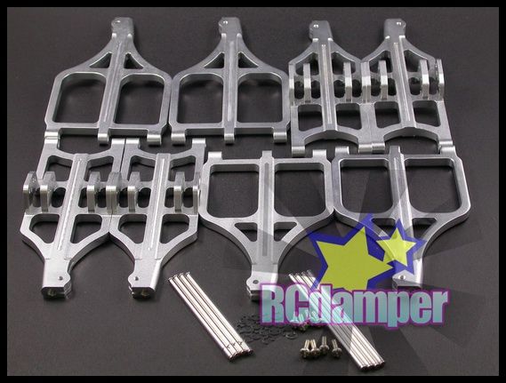 ALUMINUM UPPER & LOWER SUSPENSION ARM SET SILVER TRAXXAS T MAXX 3.3 2 