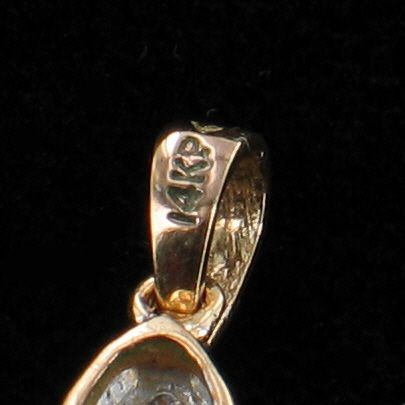 VINTAGE 14K YELLOW GOLD 3.75CT BLUE TOPAZ PEAR PENDANT DROP DIAMONDS 