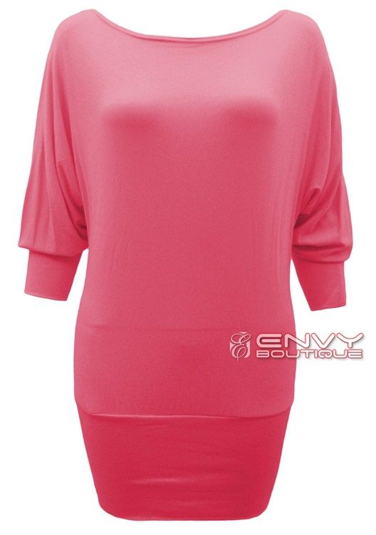 NEW LADIES BATWING LONG SLEEVE WOMENS T SHIRT LOOK DRESS TOP SIZE 8 10 