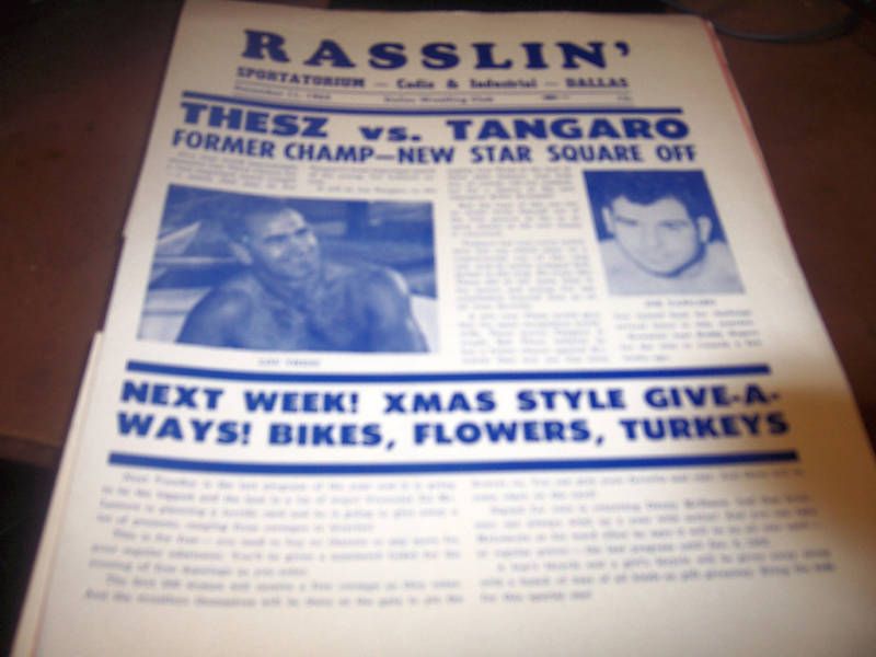 Rasslin Wrestling Program Texas 12/11/1962 Lou Thesz  