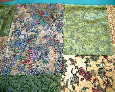   PATCHWORK MOSAIC THROW AFGHAN BEDCOVER GREEN 50X70 OBLONG LINED