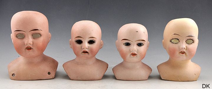   German Porcelain Doll Heads Glass Eyes Armand Marseille?  