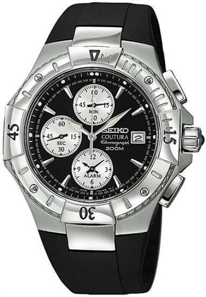 Seiko Coutura Chronograph Mens Rubber Band SNA459  