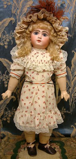 26 CLOSED MOUTH TETE JUMEAU BEBE ANTIQUE FRENCH DOLL BLUE PW EYES $ 