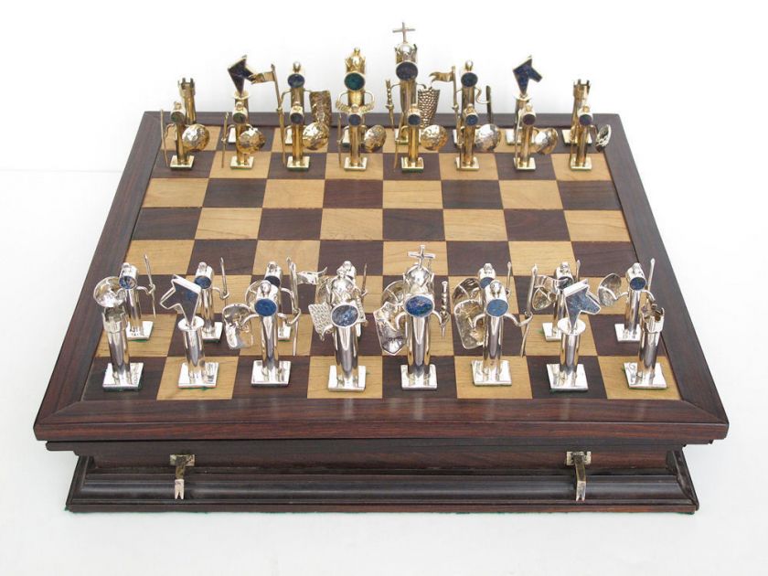 Antonio Castillo Teran Silver & Lapis Lazulli Chess Set  