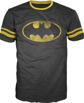 BATMAN DARK KNIGHT DISTRESSED STRIPED SLEEVES soccer t shirt S M L XL 