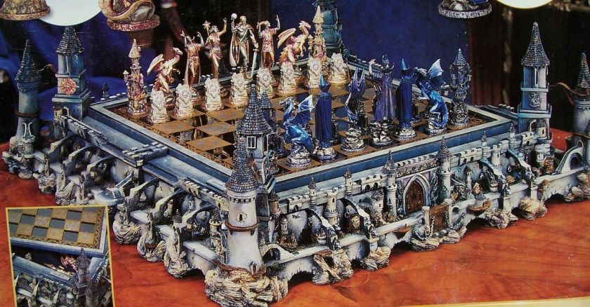   MICHAEL WHELAN $1425 GOTHIC CASTLE CHESS PEWTER Signed + COA  