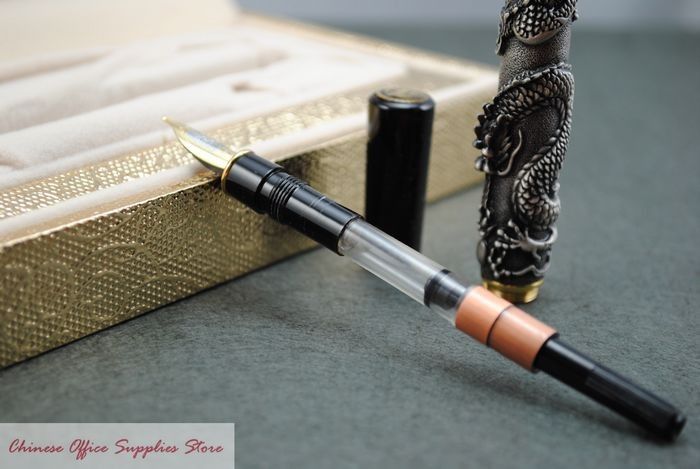 JINHAO Antique Silver Chinese Dragon Fountain Pen M Nib  