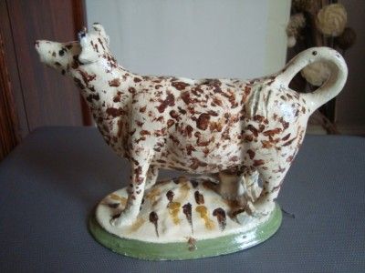   YORKSHIRE PEARLWARE COW CREAMER c1820 BIZARRELY CURIOUS ITEM  