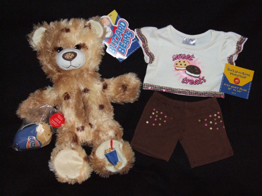 BUILD A BEAR COOKIE DOUGH BLIZZARD ICE CREAM BEAR W OUTFIT NWT  