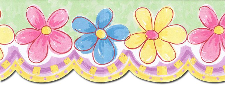 KIDS FLOWERS, Die Cut COLOURFUL Wallpaper Border HK13000B  