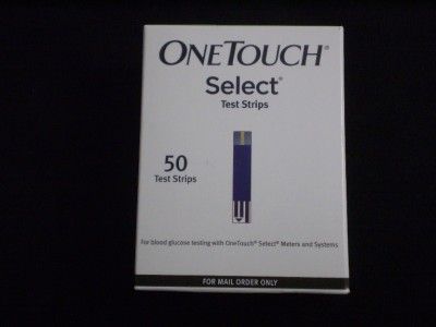One Touch Select Blood Glucose Test strips one Box of 50 strips sealed 