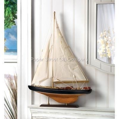 24 Model Bermuda Tall SHIP/ SAILBOAT Nautical Decor~Wood with Canvas 