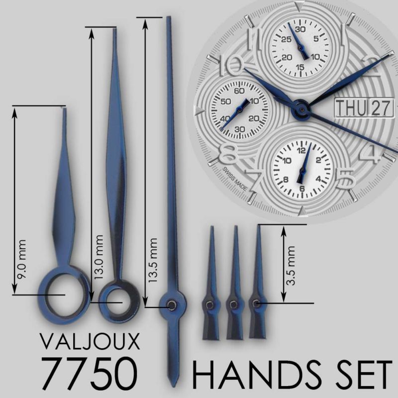   SET FOR CHRONOGRAPH MOVEMENT CAL. VALJOUX 7750, BLUED +++++  