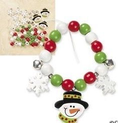 Snowman Wooden Charm Bead Bracelet Kit Snowflake  