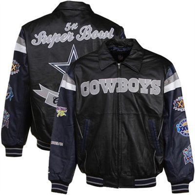 COWBOYS LEATHER 5 TIME SUPER BOWL CHAMP JACKET GIII  