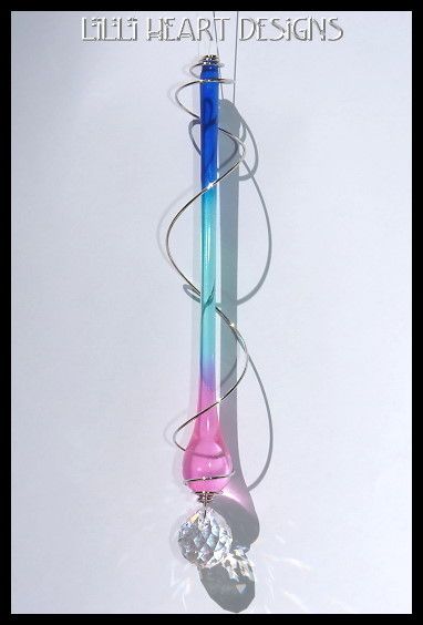 LONG HANGING RAINDROP SUNCATCHER PINK WITH 20mm SWAROVSKI CRYSTAL 