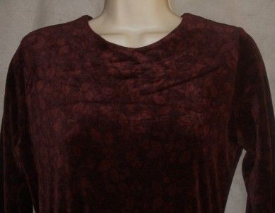 LL BEAN Womens 4P Cranberry Red Wine Long Sleeve Velvet Knit 