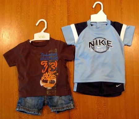 Lot Of 2 Boys Short Sets Size 6/9M Nike Baseball & Timberland Jean & T 