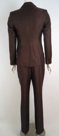 TOM FORD/GUCCI Brown Shadow Stripe Silk Classic Man Tailored Suit 40 