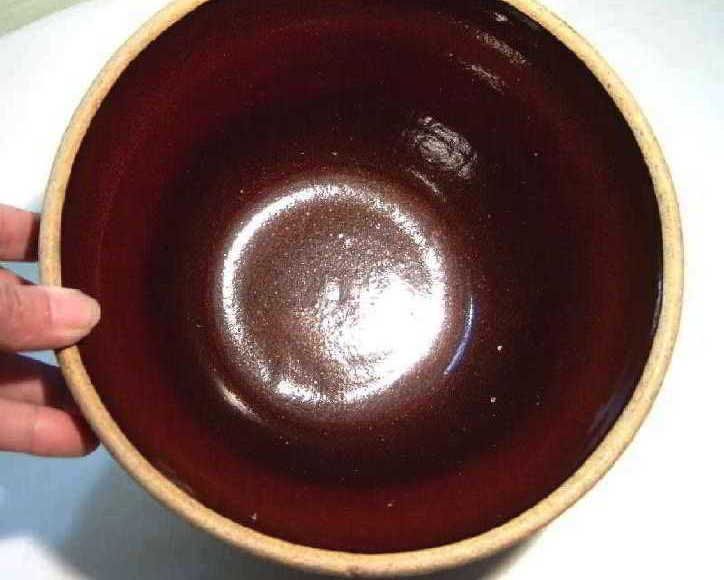 Vintage Stone Ware Salt Glaze Brown Mixing Butter Bowl Decorated with 