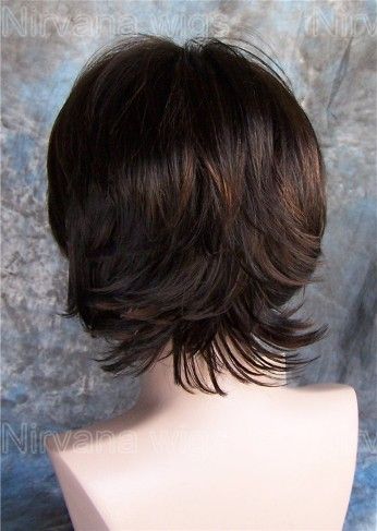 Brown w Auburn highlights Layered Women Short Flip Wig  