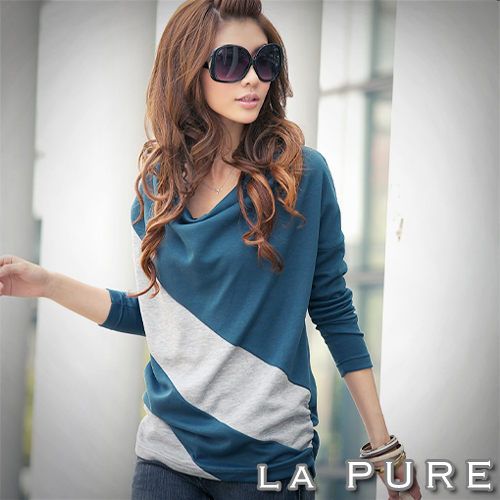    Batwing Long Sleeve T Shirts Tops & BlousesStrip Tee Shirts  