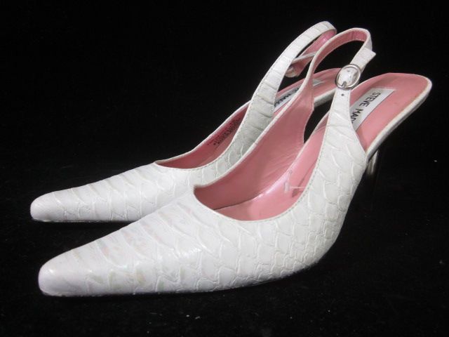 NEW STEVE MADDEN White Faux Python Slingbacks Heels 6  