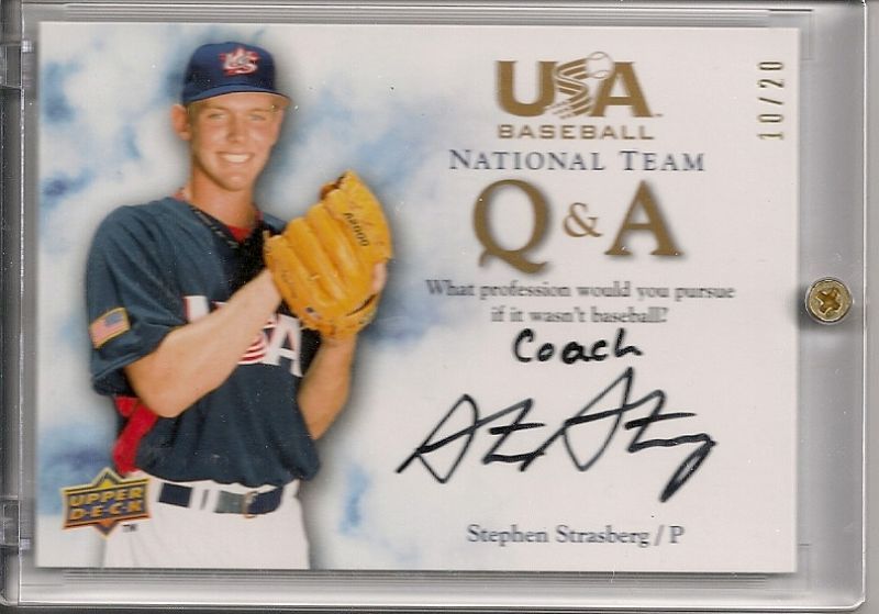 2008/09 UD USA Q&A Stephen Strasburg Auto #ed /20 RC  